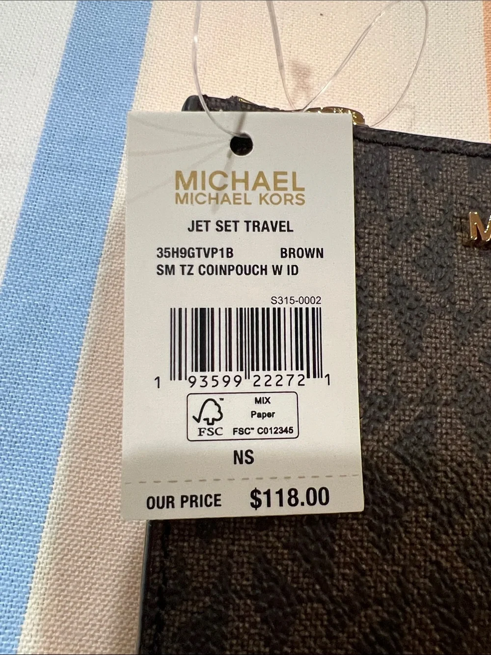 Michael Kors Dark Brown Signature Zip Card Pouch